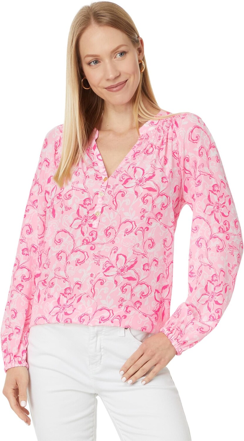 

Топ Lilly Pulitzer Elsa Top, цвет Conch Shell Pink Flamingle Garden
