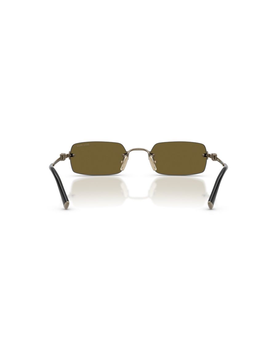 Женские прямоугольные солнцезащитные очки, MU B50S MIU MIU, Old Gold — фото 4