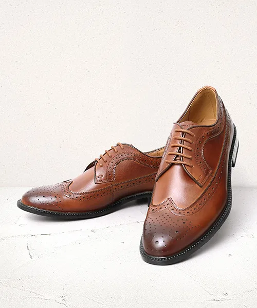 Мужские кожаные туфли Wing Tip GUIONNET коричневые