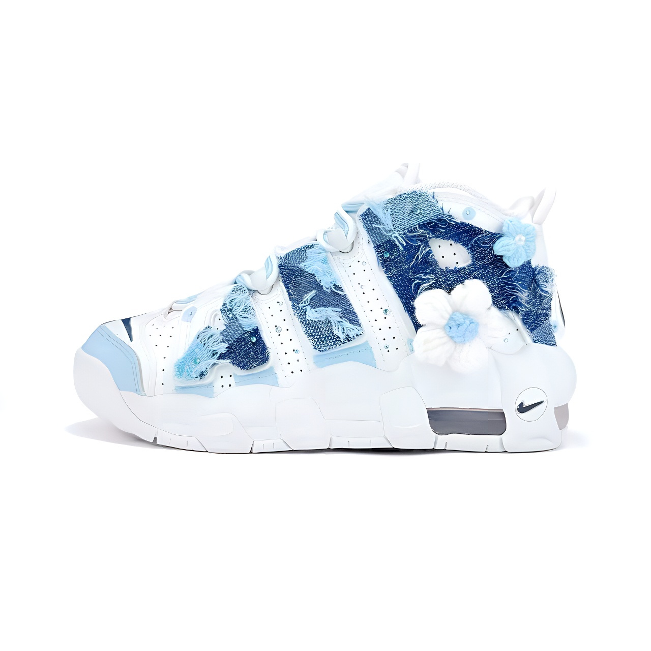 

Баскетбольные кроссовки Air More Uptempo Mid для детей и подростков Nike, белый/синий