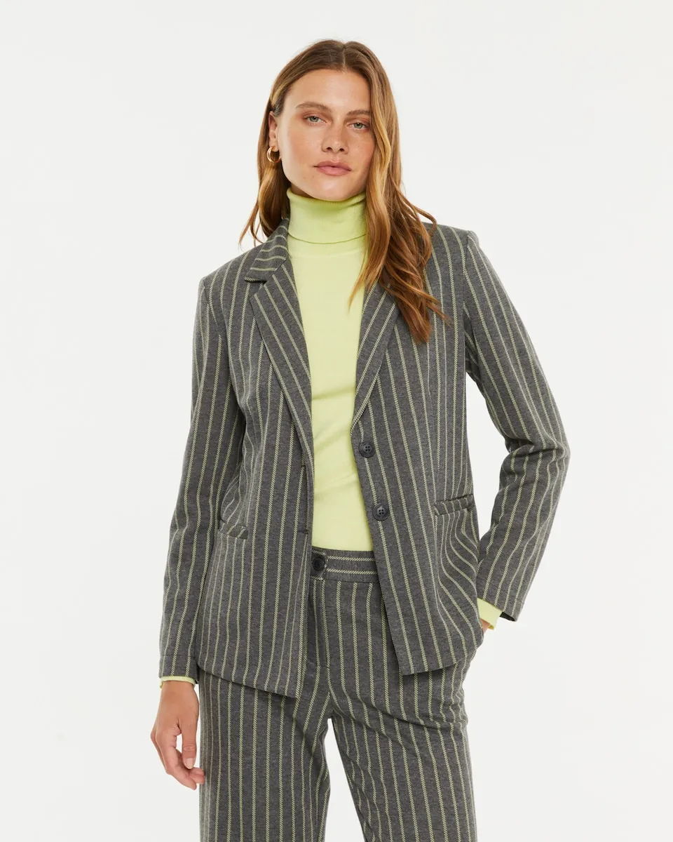 

Женский трикотажный блейзер в полоску в стиле «дипломат» Paz Torras, серый