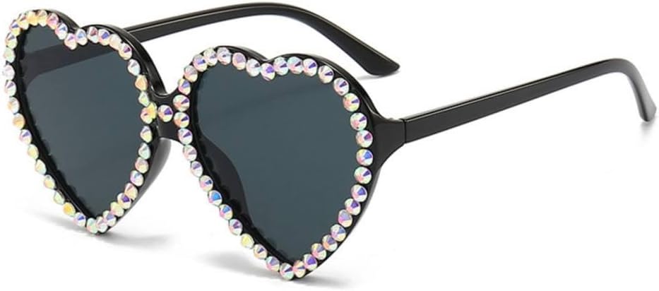 

MUTYNE Модные солнцезащитные очки с бриллиантами и стразами в форме сердца, для женщин и мужчин, персонализированные солнцезащитные очки конфетных цветов для вечеринок и пляжа, Black