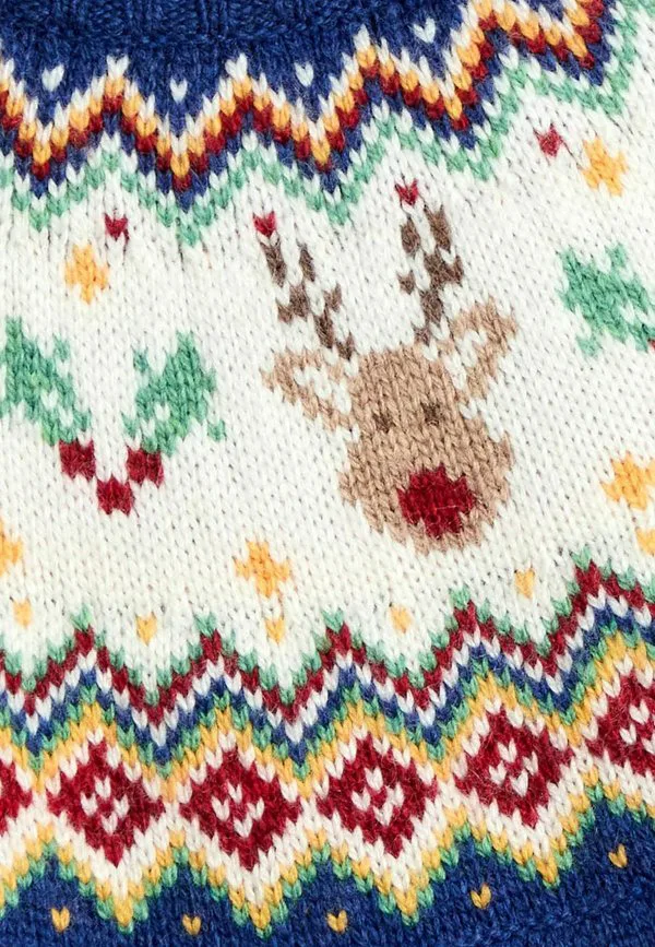 Рождественский джемпер в стиле fair isle стандартного кроя Jojo Maman Bébé, Navy Blue Reindeer — фото 3