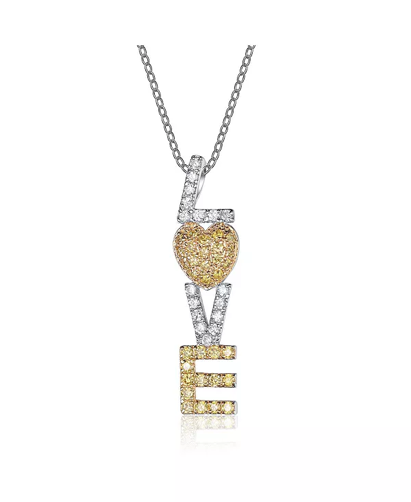 

Подвеска из стерлингового серебра с двухцветным кубическим цирконием и лимонной любовью Genevive, white