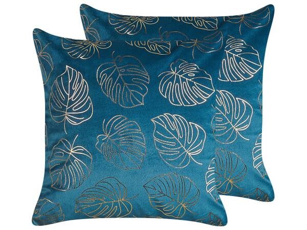 

Подушка Beliani 2 шт MONSTERA, 45x45x45 см цвет blau/gold