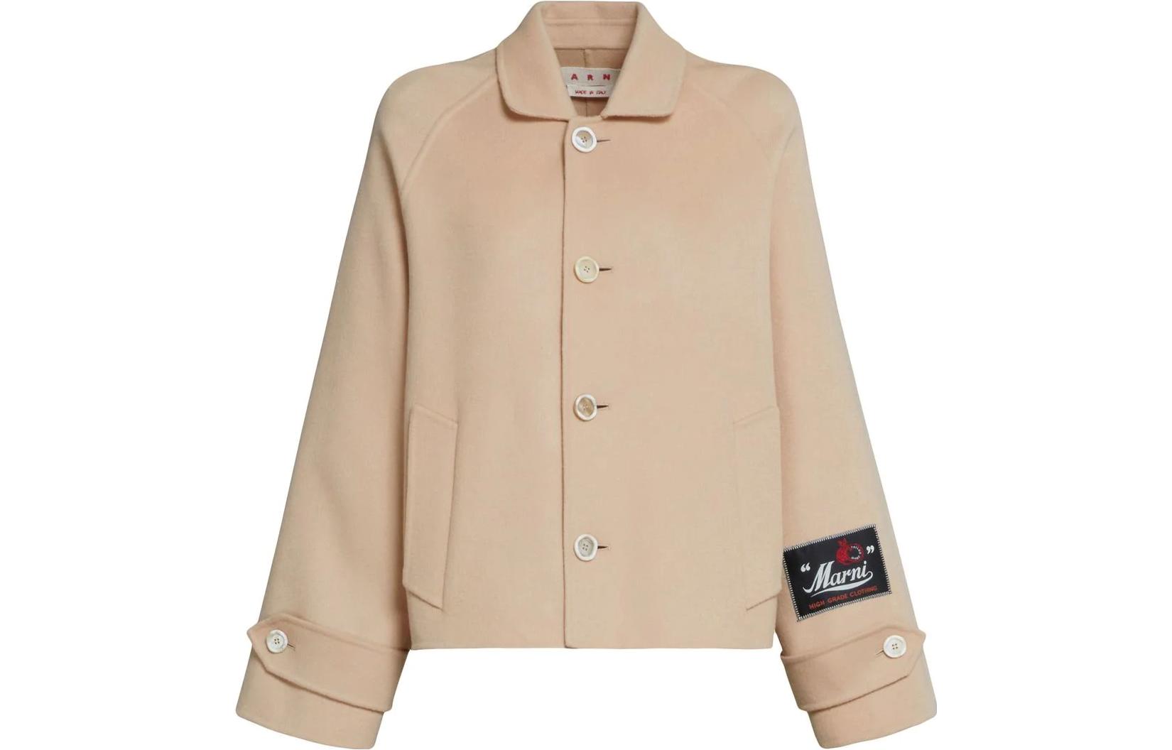 

Футболка-рубашка с лого-патчем MARNI, бежевый