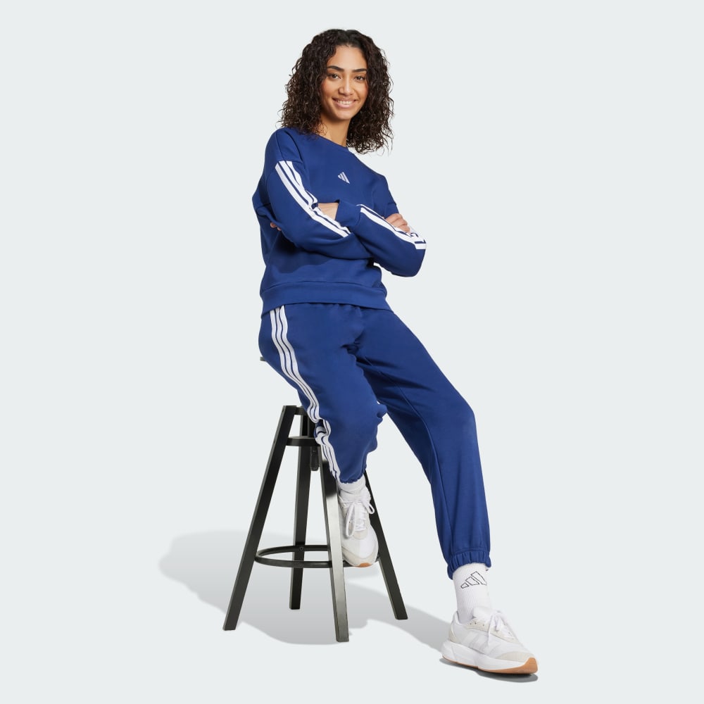 Толстовка Adidas Essentials 3-Stripes Fleece Sweatshirt, цвет Dark Blue/White — фото 3