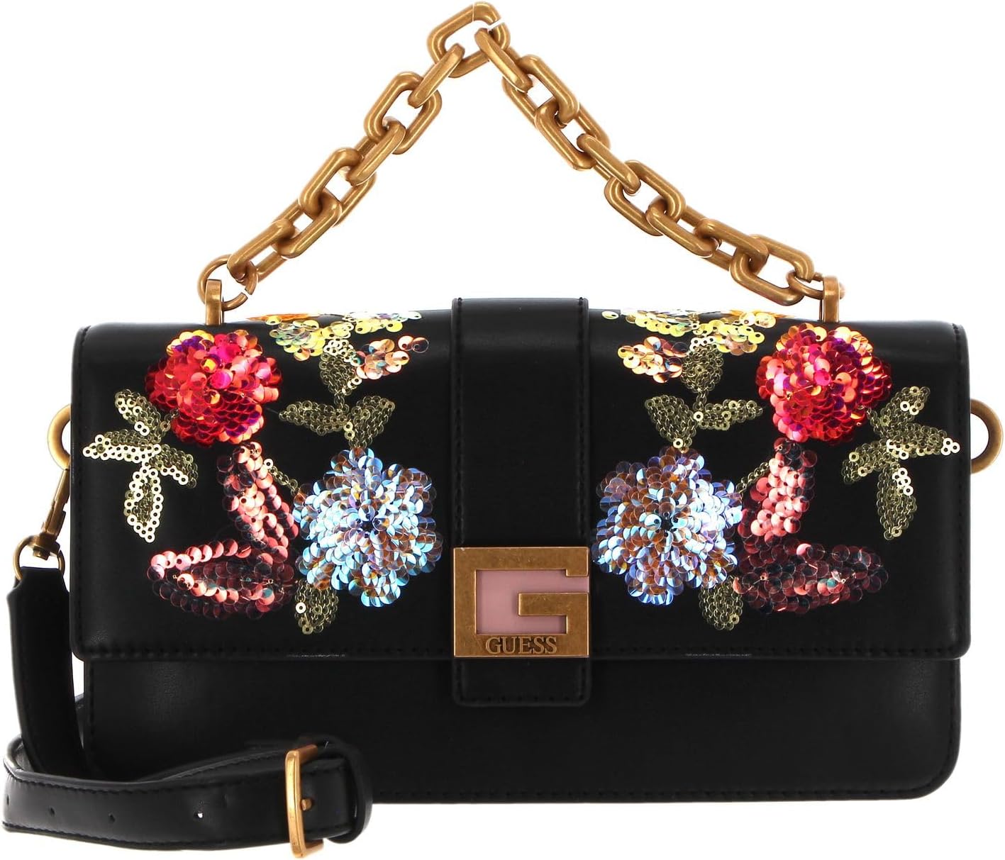 

Сумка-кроссбоди GUESS Morada с клапаном, черная, мульти, один размер