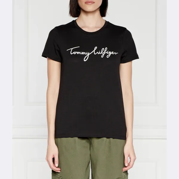 

Футболка стандартного кроя Reg c-nk с подписью Tommy Hilfiger, черный