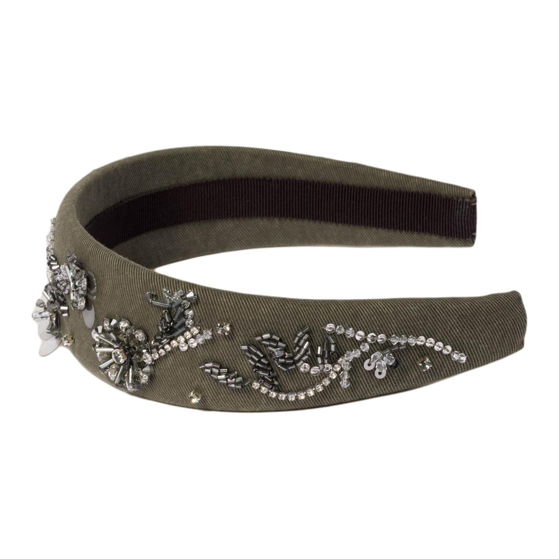 Хлопковые повязки на голову Unisex Olive Green MIU MIU, оливковый зеленый — фото 2