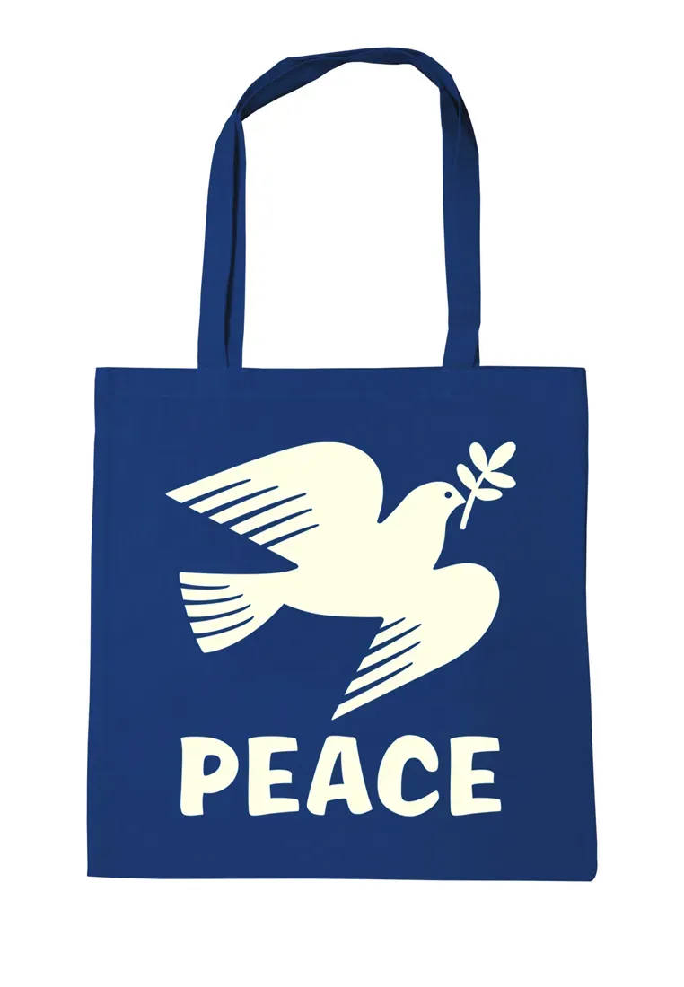 

Сумка с ручкой LOGOSHIRT "Peace Peace Dove Cotton Bag", с мотивом мира, синий