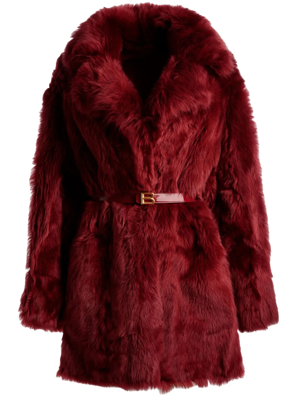 

Пальто из искусственного меха с поясом Bally, красный