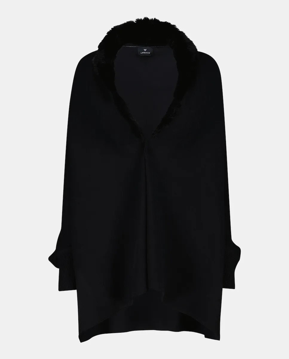 

Вязаное пальто с воротником из кролика Latouche, черный