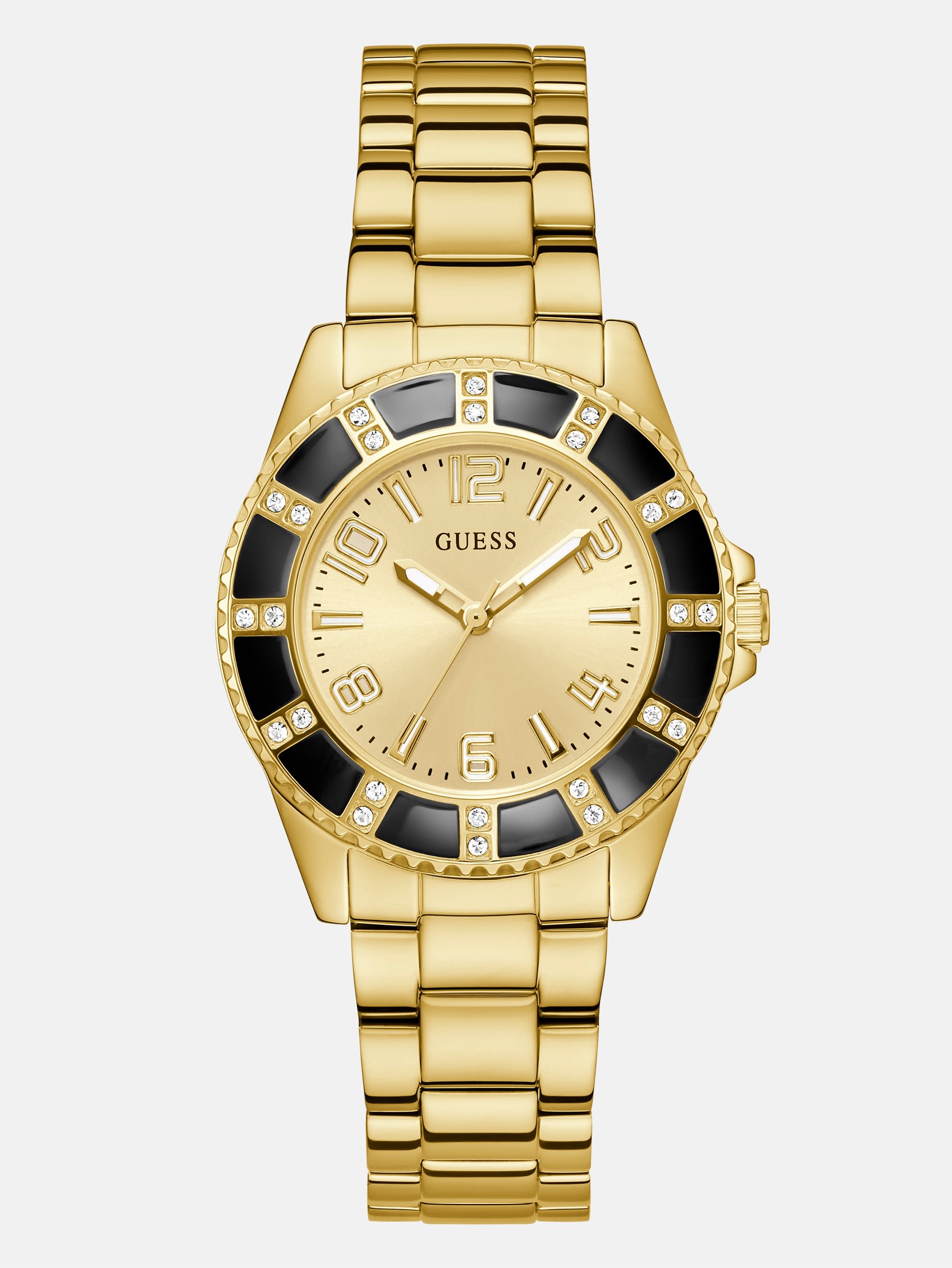 

Аналоговые часы золотисто-черного цвета Guess Factory