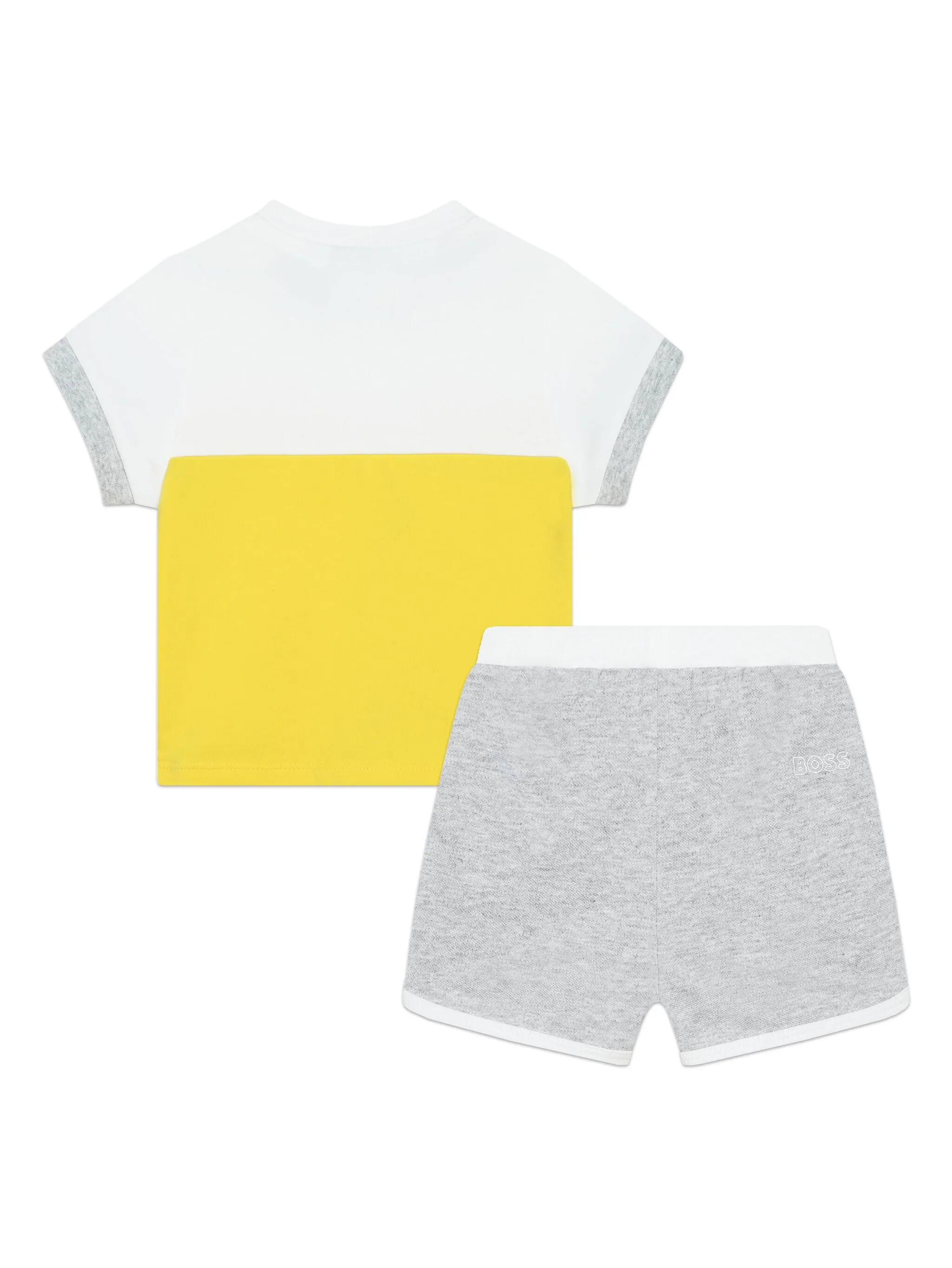 Комплект из футболки и шортов в стиле колор-блок Boss Kidswear, желтый — фото 2