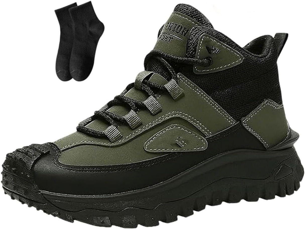 

Мужские ботинки, ортопедические ботинки для мужчин с широкой посадкой для пальцев, поддержкой свода стопы, ортопедические походные кроссовки, проколоть не страшно, кроссовки без шнурков Noworfewer, зеленый