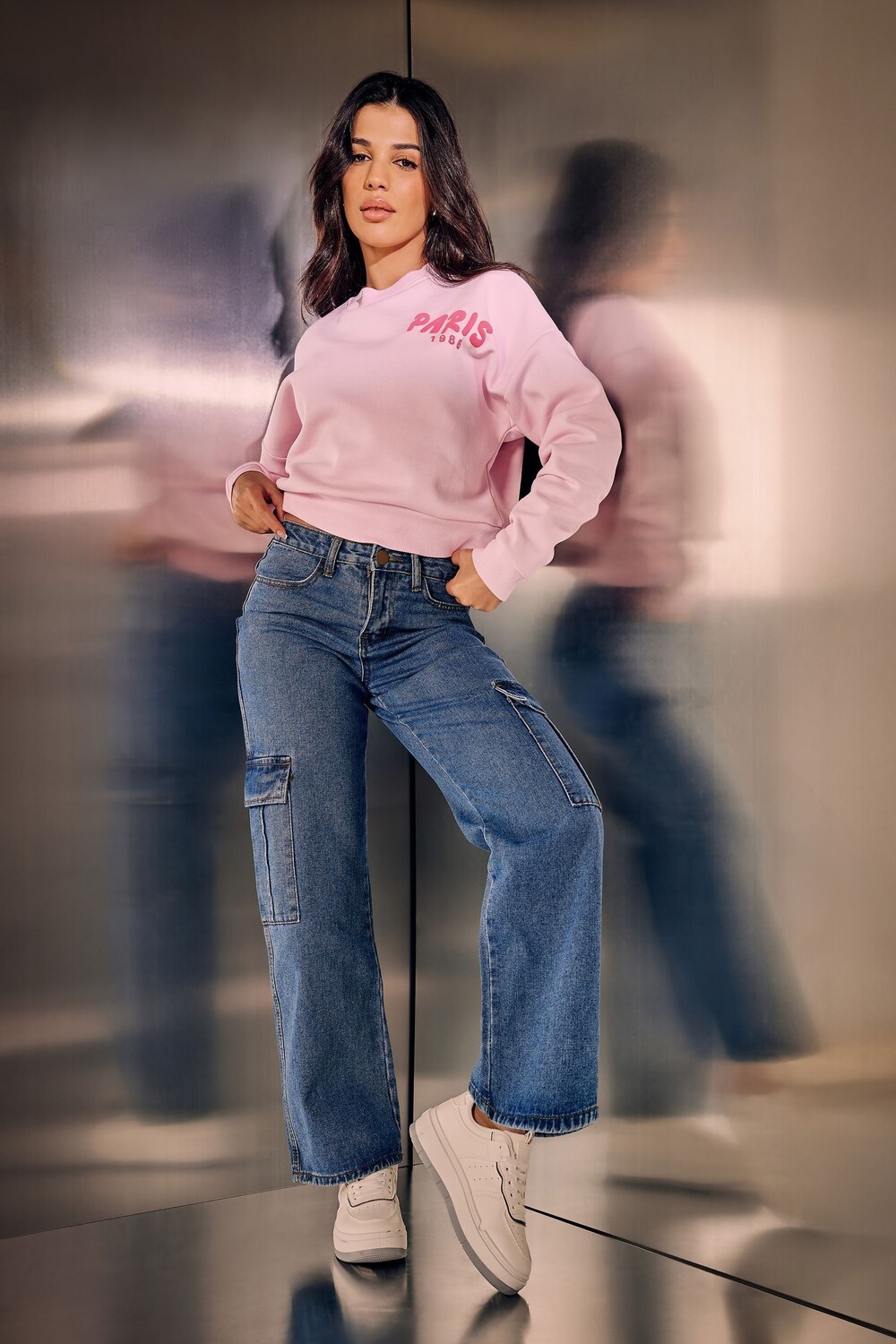 

Толстовка Paris укороченного кроя и принтом Pixiegirl Petite, розовый