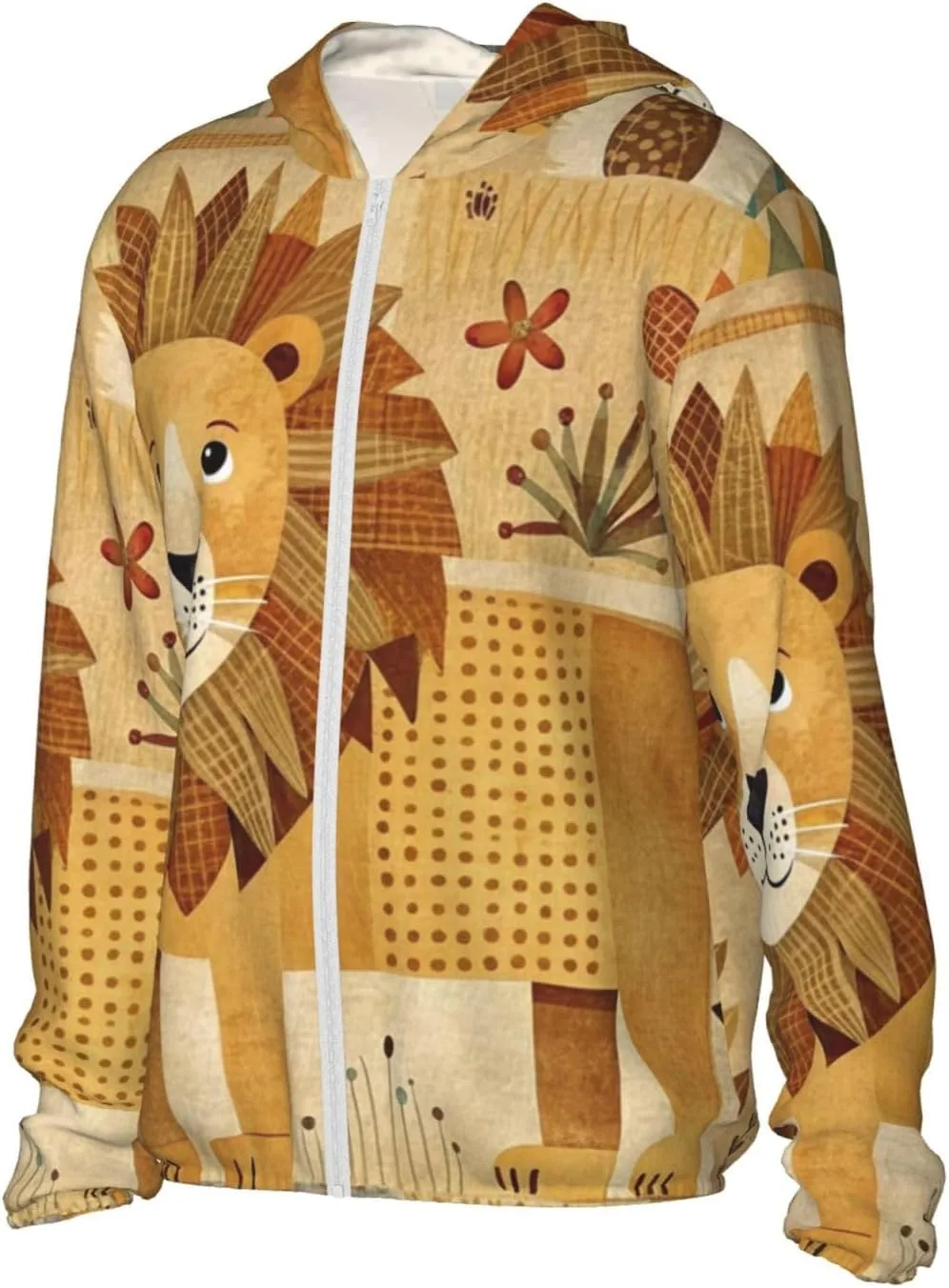 Lion Feline Sun Protection Hoodie Long Sleeve Sun Shirt Lightweight Sports Full Zip Clothing For Men And Women — фото 4