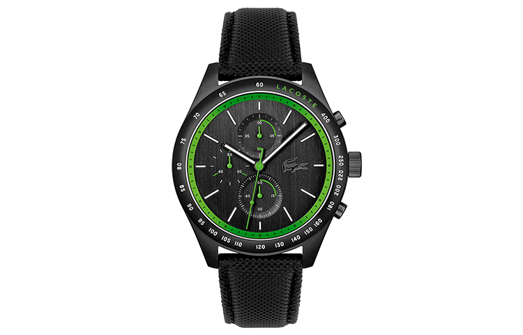 

LACOSTE Часы Crocodile Collection APEXT Wrist Watch Quartz Movement Leather Strap Black Dial Men's Watch, Black Dial
