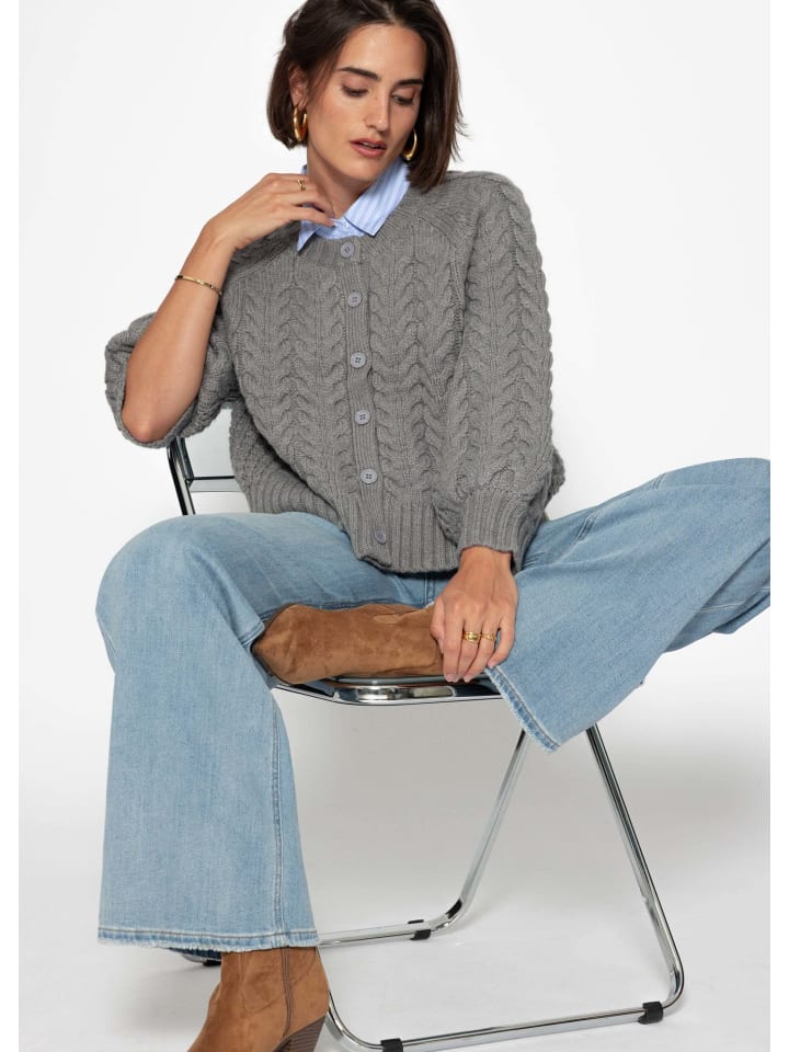 

SASSYCLASSY Кардиган крупной вязки с круглым вырезом, серый