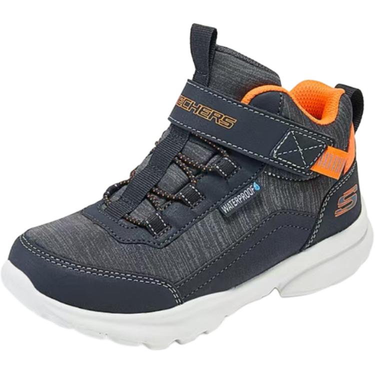 Skechers Kids Износостойкие и водонепроницаемые детские кроссовки средней высоты для мальчиков. Цвет: темно-серый, оранжевый. — фото 2