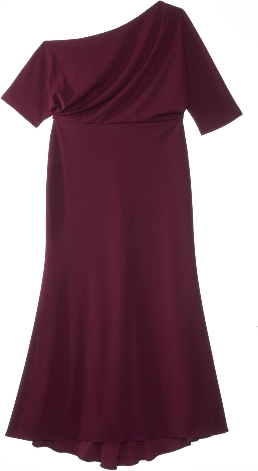 

Платье Betsy & Adam Plus Size Long Scuba Crepe Off-the-Shoulder Drape, цвет Bordeaux