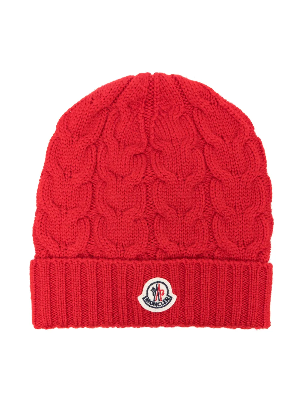 

Шапка бини фактурной вязки с логотипом Moncler Enfant, красный