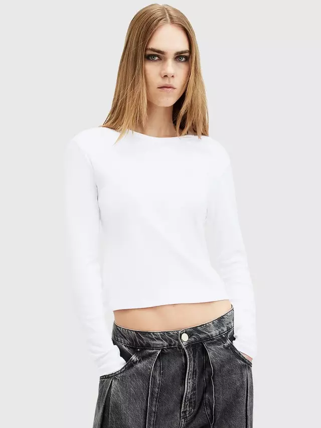 

Топ AllSaints Stevie Organic Cotton Long Sleeve, цвет optic/white