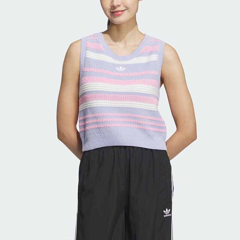 Жилетка Adidas Summer Knit Striped Tank Top, светло-фиолетовый — фото 2