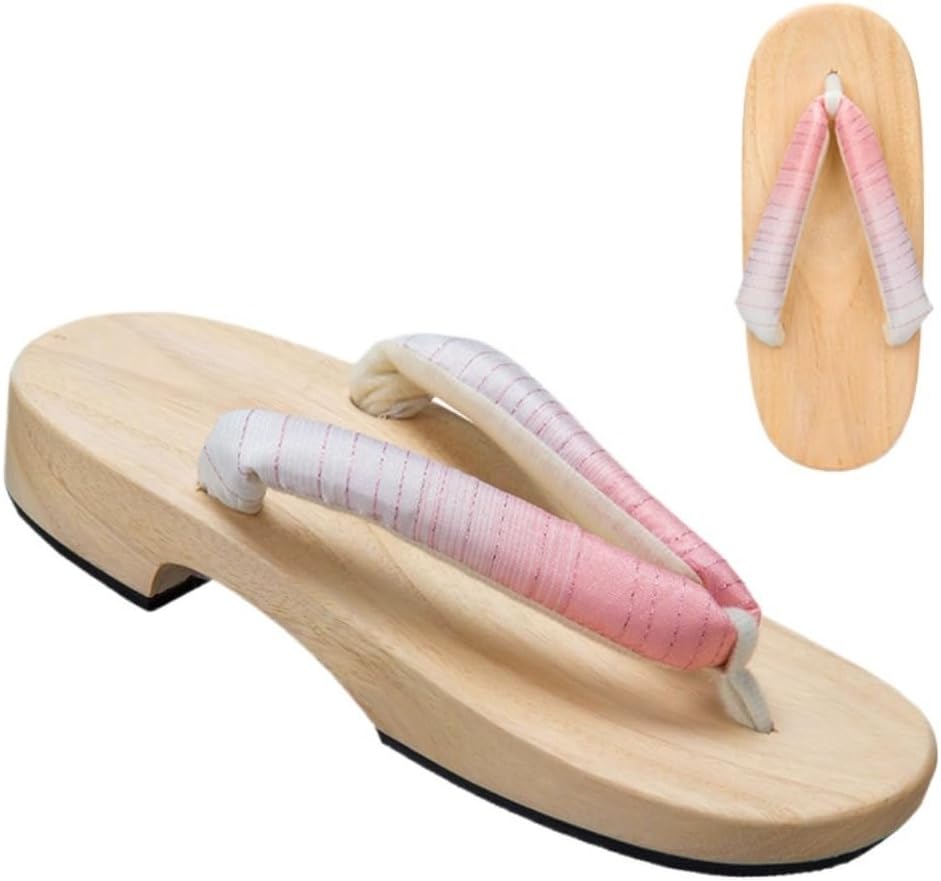 

Деревянные клоги для женщин, сандалии гета, японские таби, шлепанцы-нимы, мужские мюли, тапочки на платформе для подростков - для косплея, стояние весь день, костюм гейши, удобная прогулка Geerta, светло-розовый