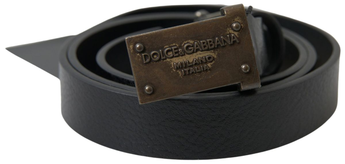 

Элегантный черный кожаный ремень с металлической пряжкой Dolce & Gabbana