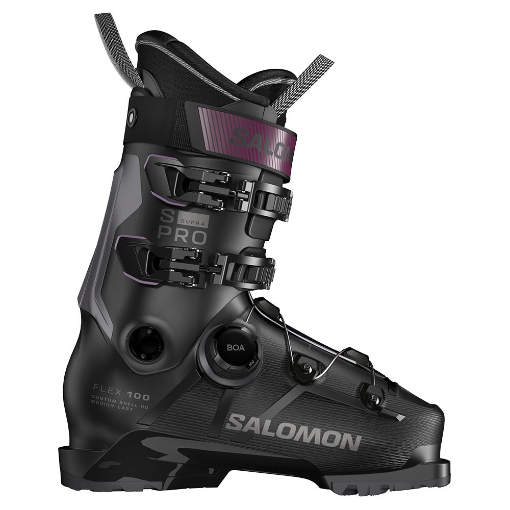 

Горнолыжные ботинки Salomon S/Pro Supra BOA 100 (мужские) - зима 2026 года, Black/Dark Gray/Burgandy