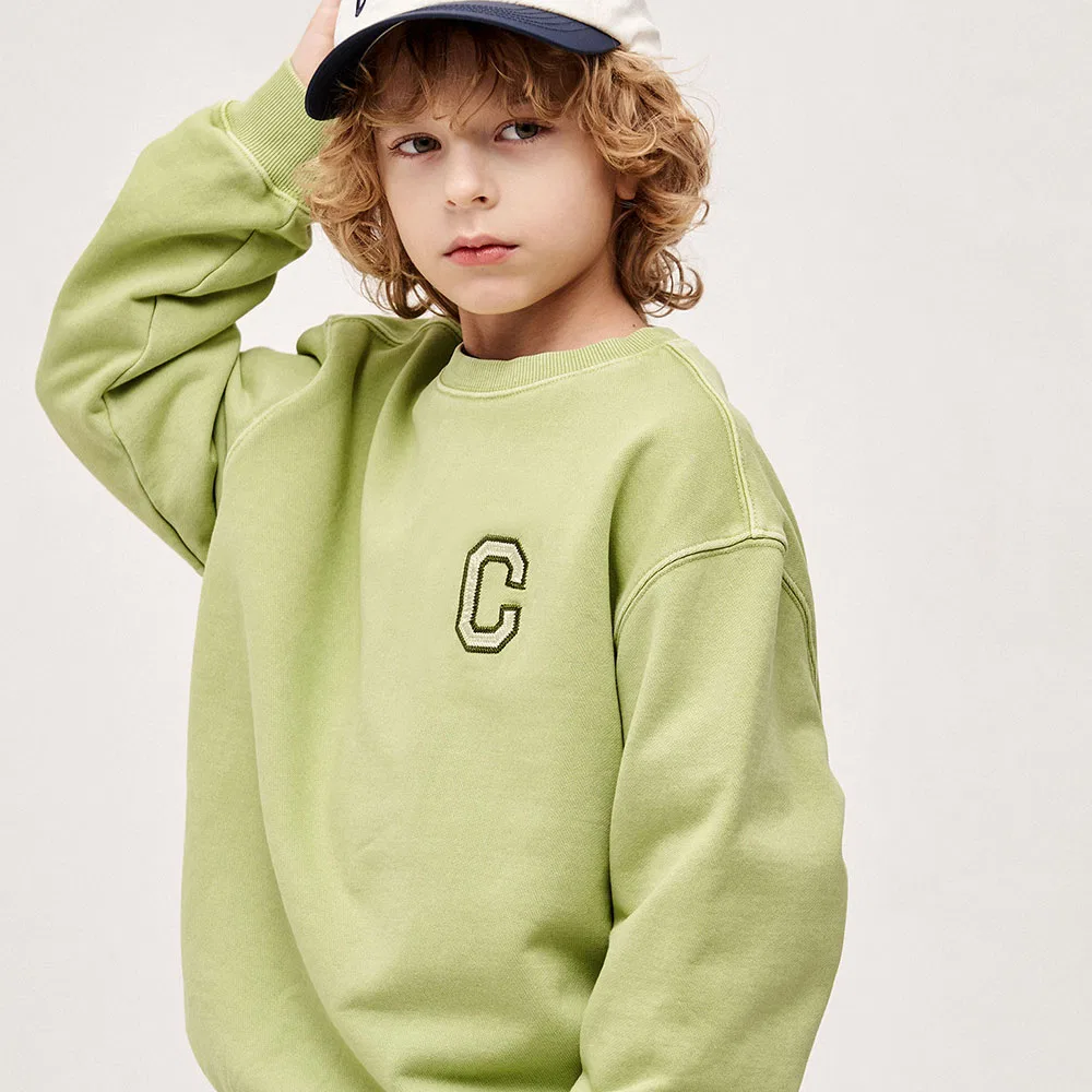 Детский свитшот C Logo Pigment зелёный от Covernat Kids