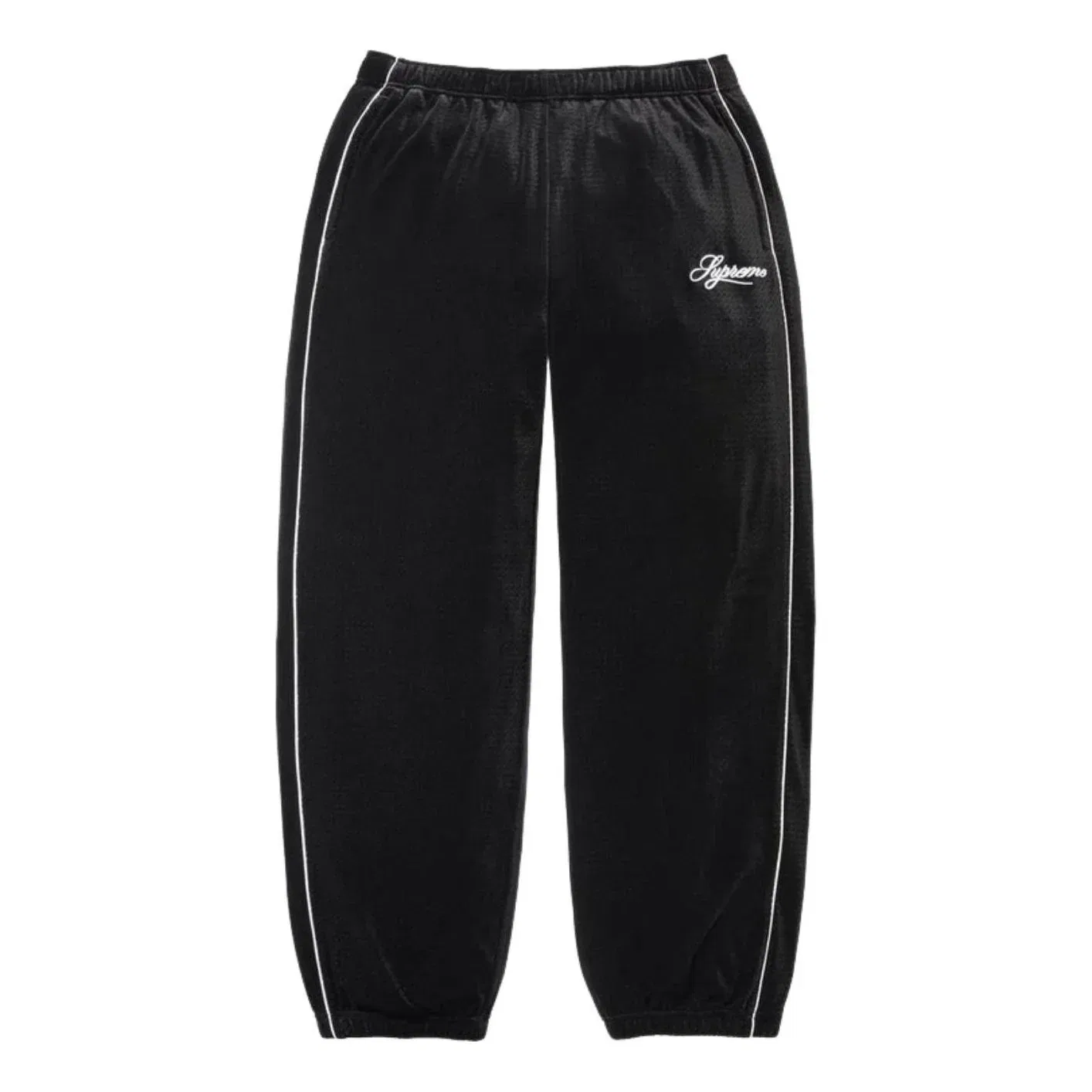 Спортивные брюки Supreme SS26 из велюровой сетки, черные, SUP-SS26-128-BLK