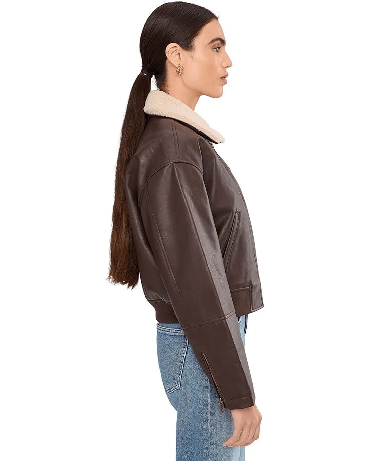 Женская куртка-бомбер Levi's из искусственной кожи с воротником из шерпы, Brown — фото 3