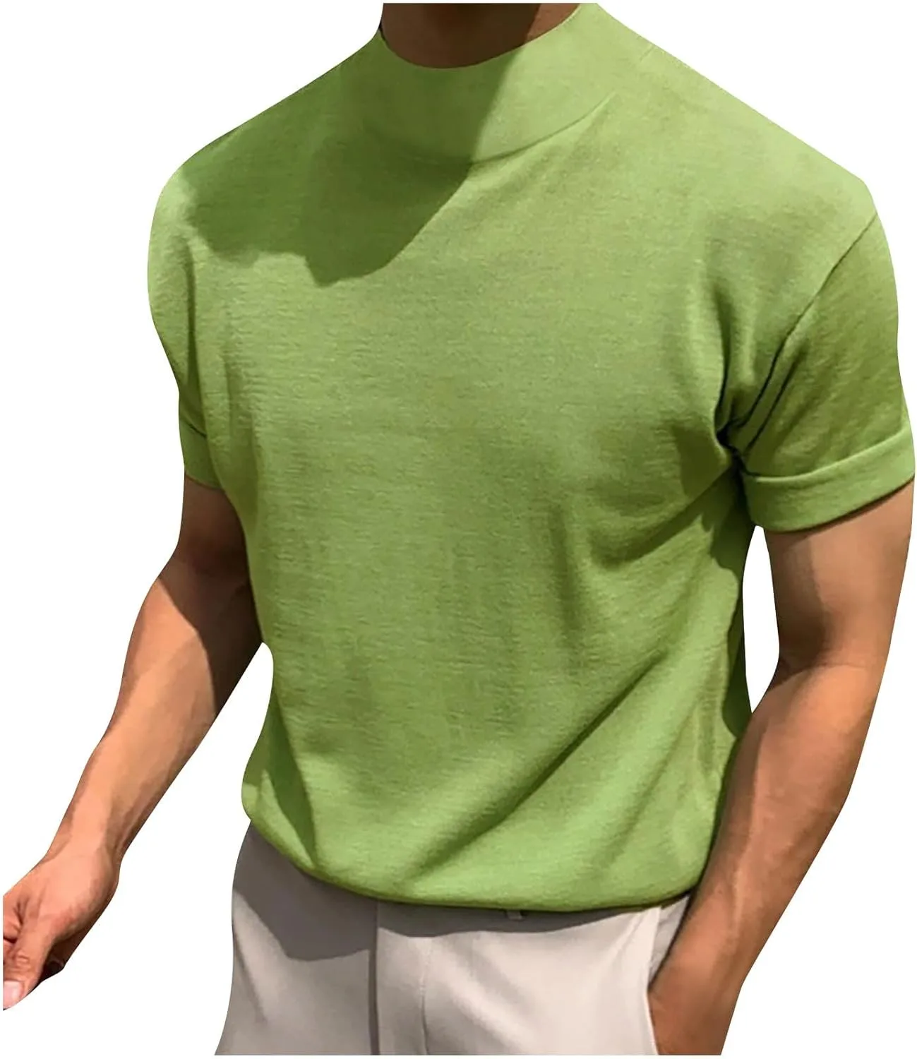 

Мужская футболка с коротким рукавом и воротником-стойкой, легкая, slim fit, plus size