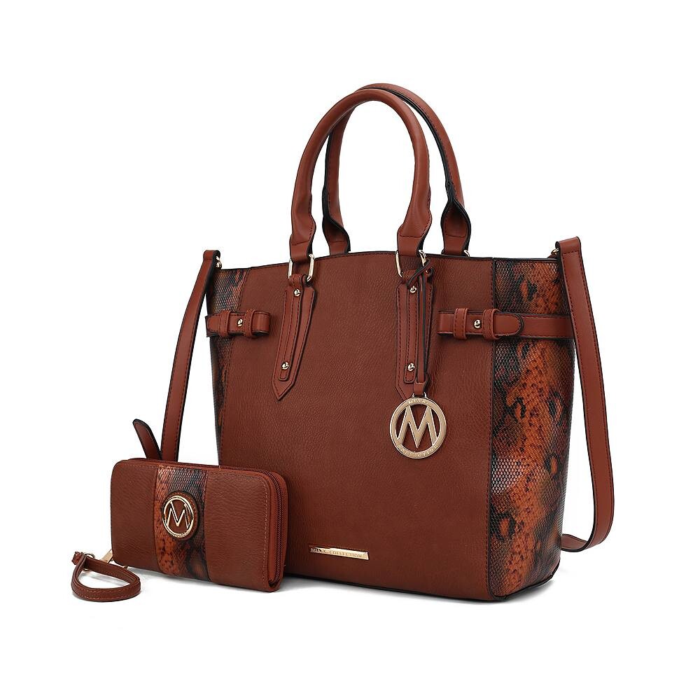 

Mkf Collection Joelle Женская большая сумка с тиснением под змею и бумажником от Mia K MKF Collection, цвет Cognac