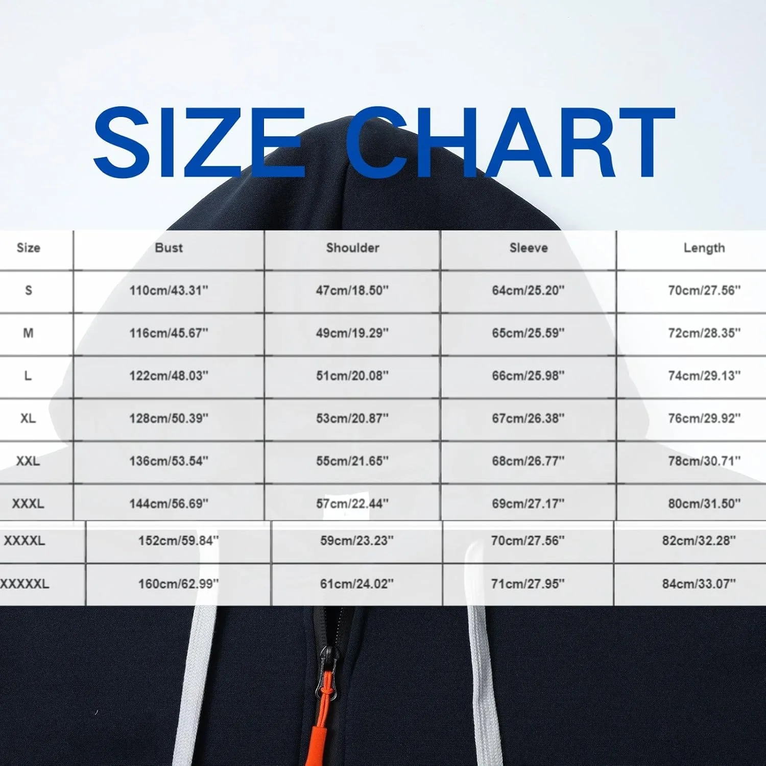 Толстовка с капюшоном для мужчин, на молнии, с карманами, Plus Size — фото 3