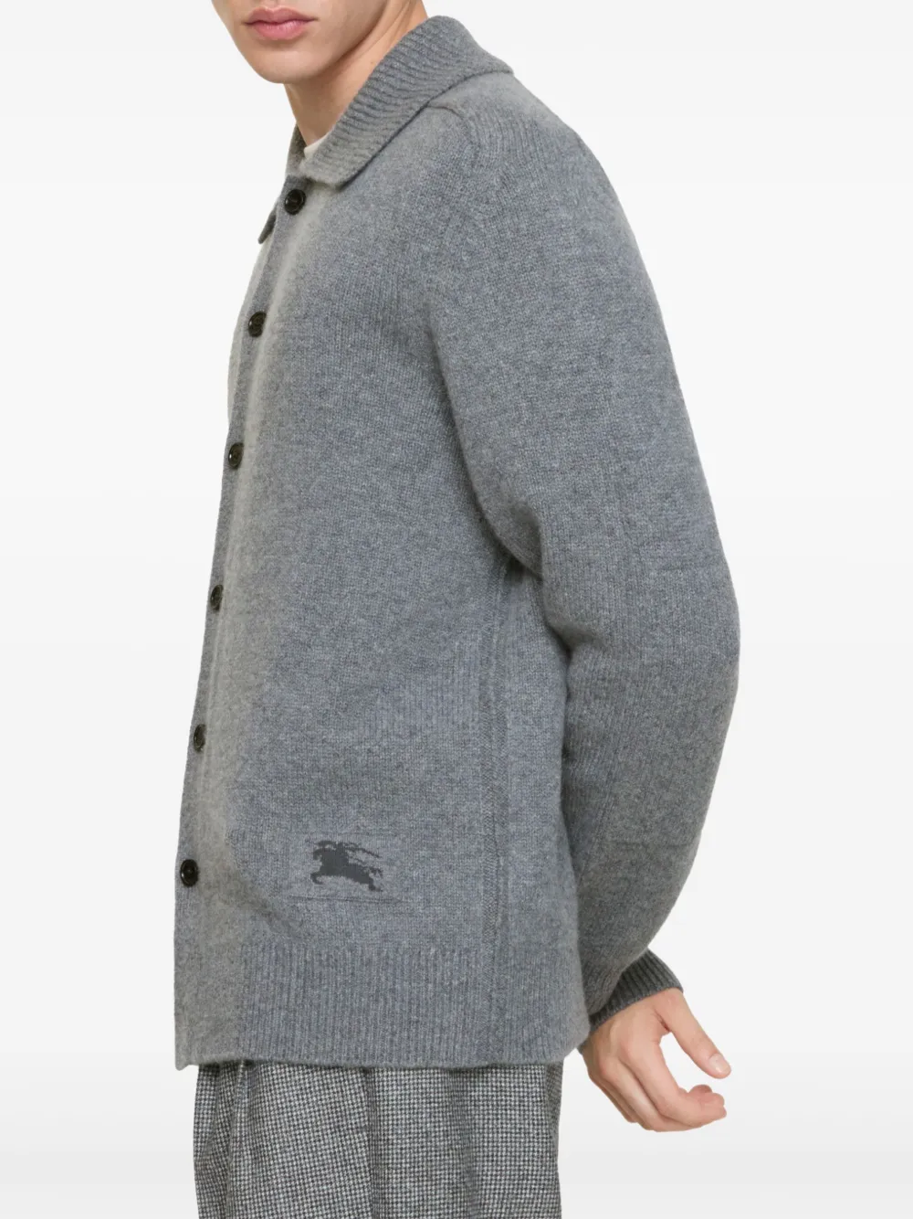 Кардиган с нашивками на локтях Burberry, серый — фото 3