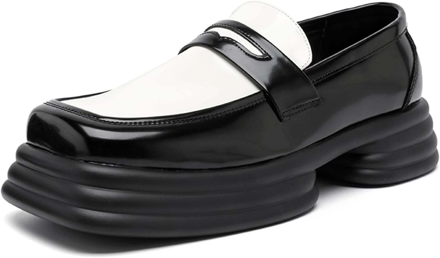 

Мужские лоферы из натуральной кожи на массивной платформе с квадратным носком Tixewsjh, белый