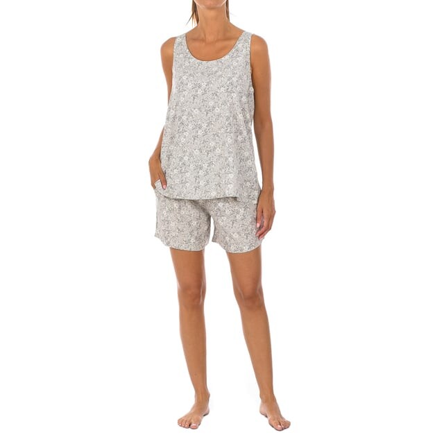 

Женская пижама с круглым вырезом и подтяжками jjbch0501 J&J Brothers, серый