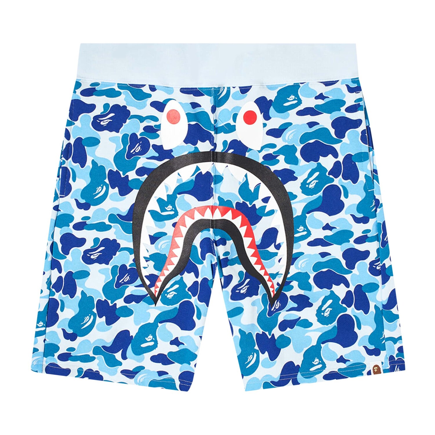 

BAPE ABC Камуфляжные спортивные шорты с изображением акулы, синие