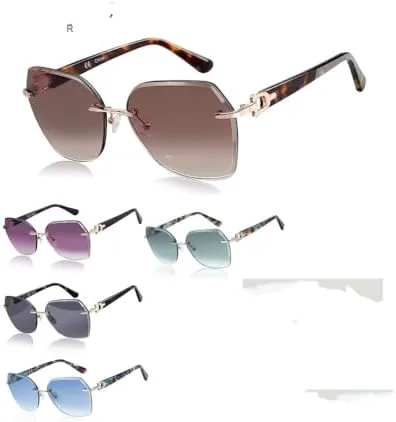 

Модные женские солнцезащитные очки без оправы с геометрическим узором, градиентными линзами с алмазной огранкой и защитой от УФ-излучения MTZJH, 002 Purple