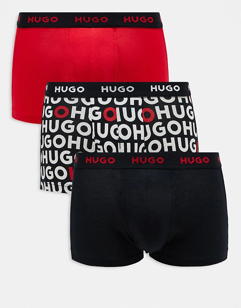 

HUGO Bodywear, набор из 3 трусов-боксеров черного и красного цветов с дизайнерским принтом Hugo Red