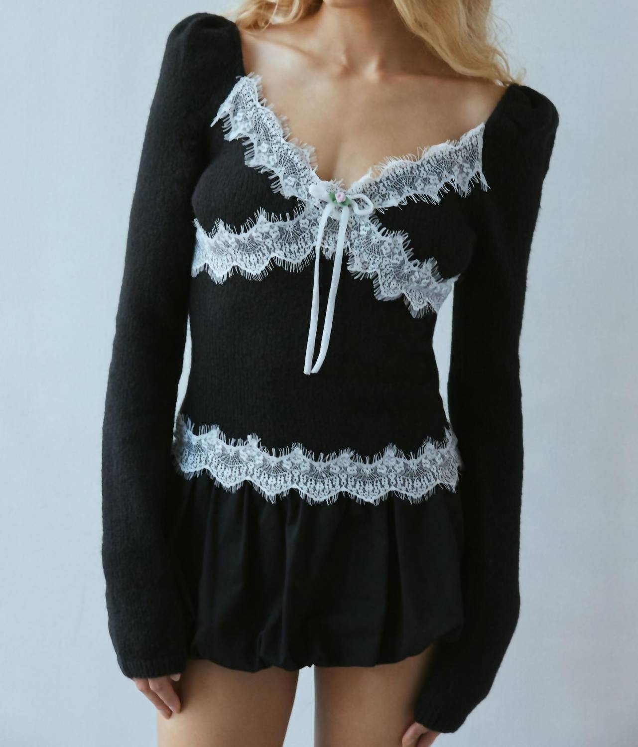

Свитер Rosaleen вязаный черный For Love & Lemons