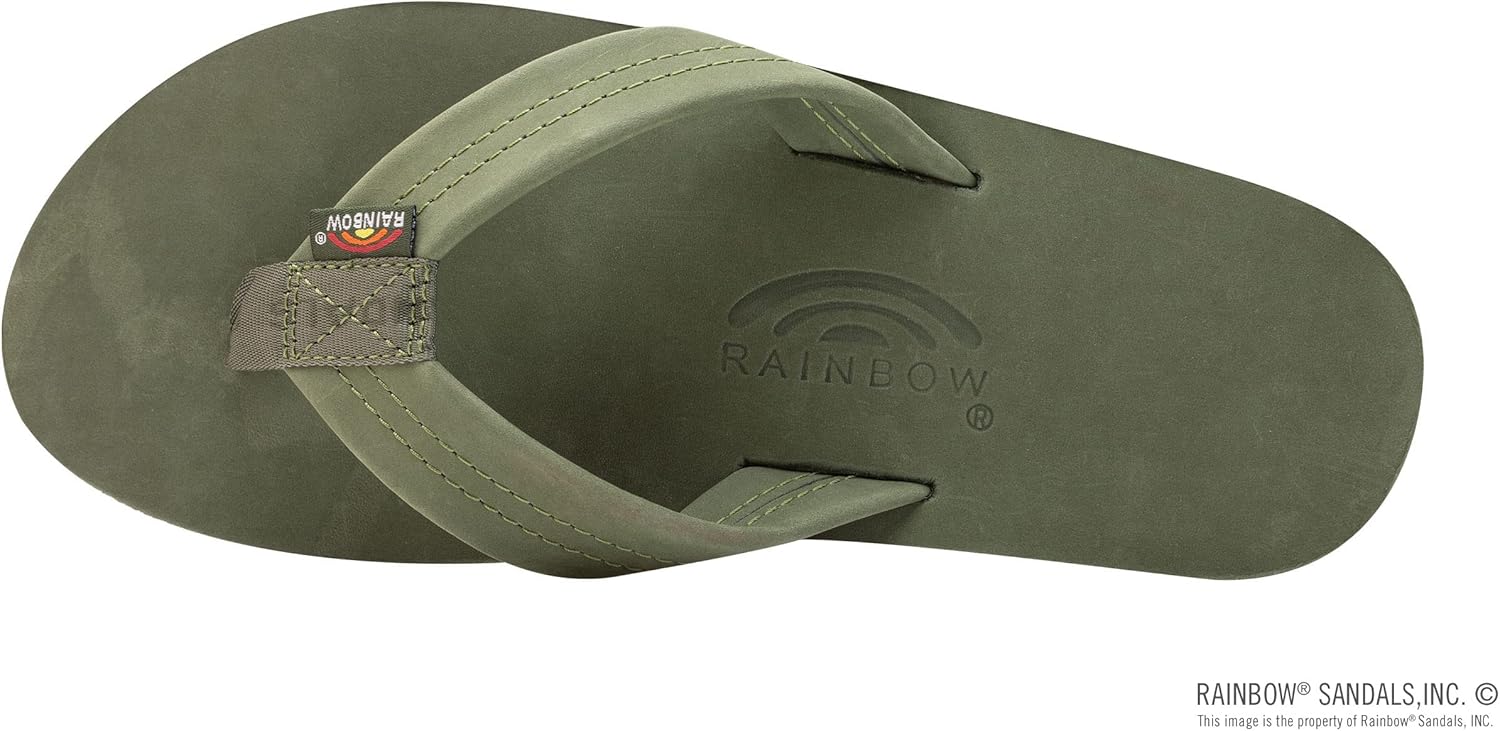 Мужские сандалии Rainbow с двойным слоем кожи и поддержкой свода стопы Rainbow Sandals, зеленый — фото 3