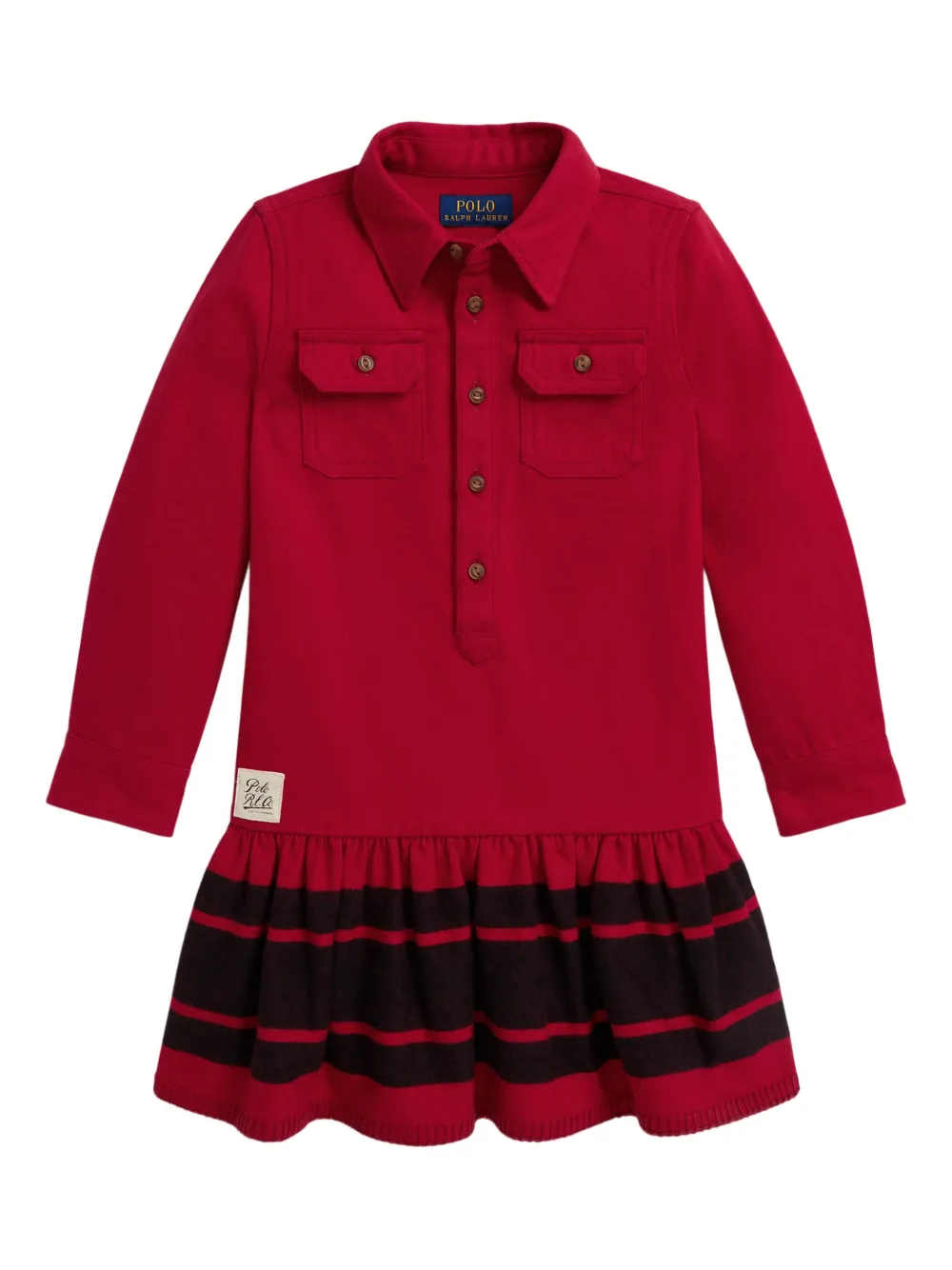 

Платье с воротником и полосатой юбкой POLO RALPH LAUREN KIDS, красный