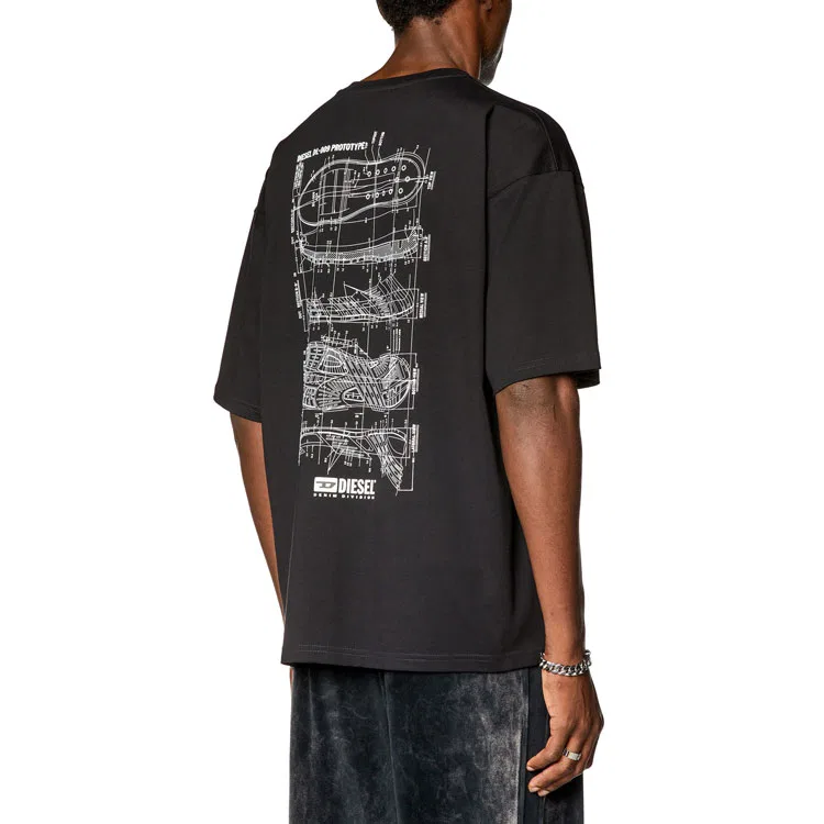 Футболка с круглым вырезом Diesel Black Moderate Straight Fit — фото 3