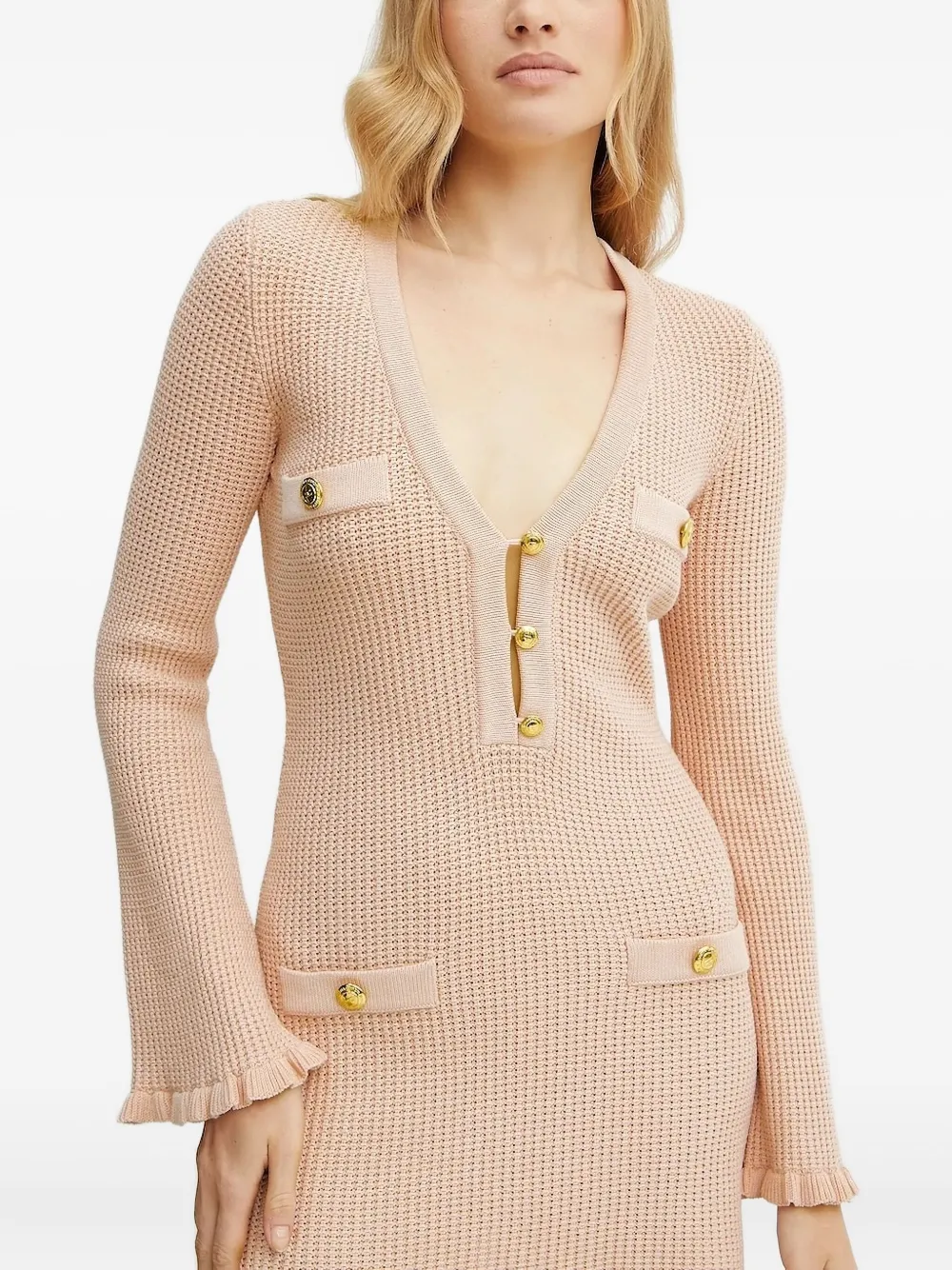 

Фактурное платье мини с оборками Elisabetta Franchi, розовый
