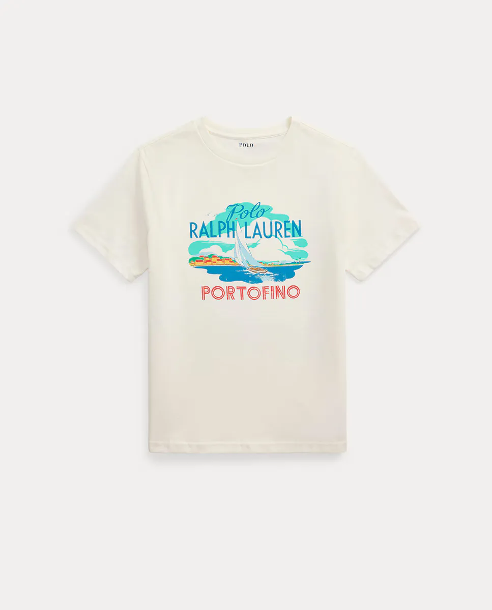 

Футболка для мальчика из хлопка с рисунком спереди Polo Ralph Lauren, белый